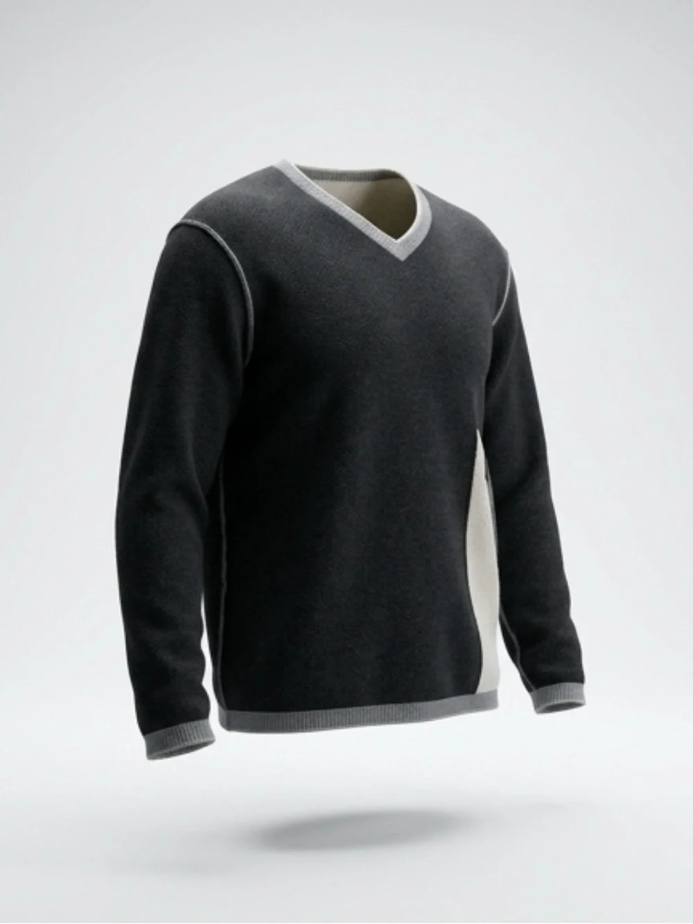 Johnston & Murphy Charcoal V-Neck Sweater with Contrast Stitching #casualwear - Picture 2 of 4